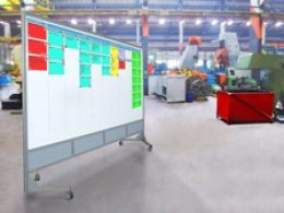 Lavagna trittico pieghevole su ruote MACRO LAVAGNA effetto "ardesia" - cm.606x208h 